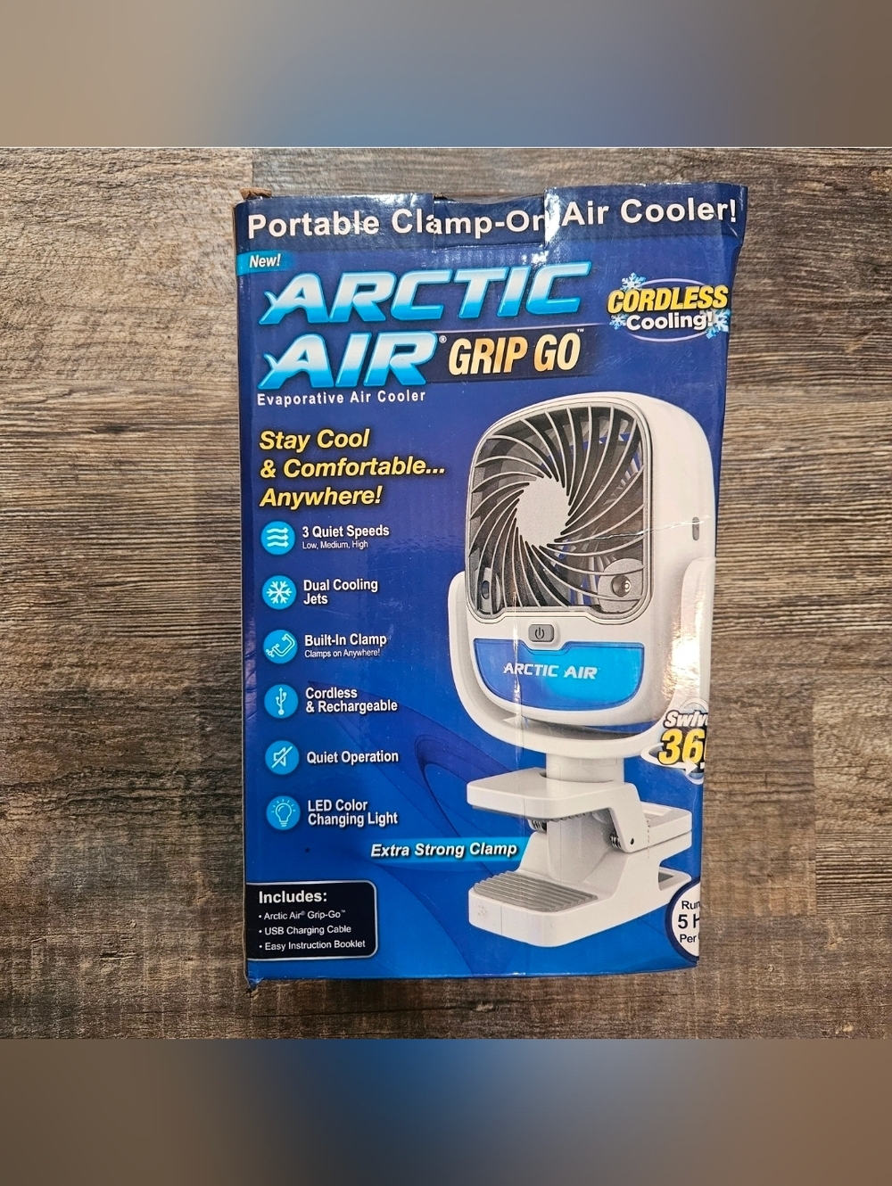 Artic Air Grip Go Cordless Portable Clamp-On Air Cooler